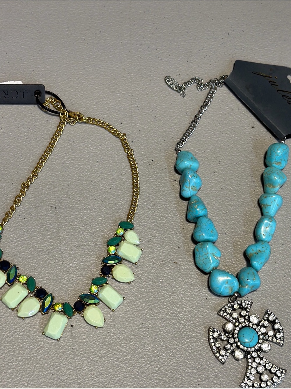 2 new Turquoise Stone Cross Pendant Necklace - Women Jewelry